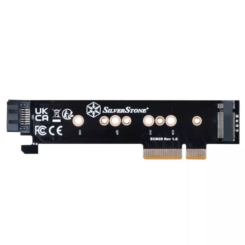 Silverstone SST-ECM28 M.2/SATA adapterkaart, PCIe 4.0, 1x M-Key, 1x SATA