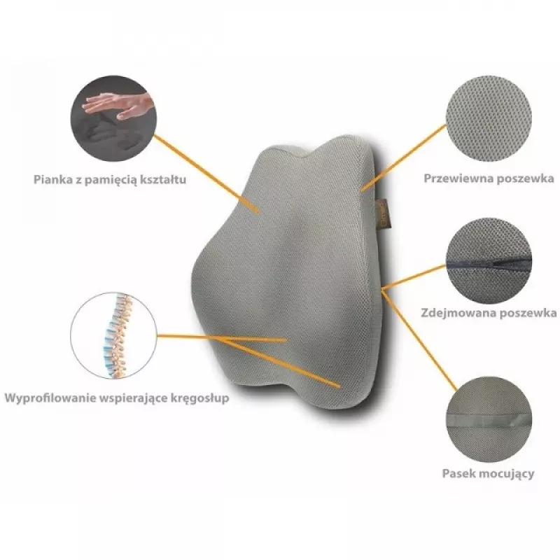 Nimmetoepadi MDH DRQE3S0BBXUXP — mäluvahust ergonoomiline, 450×410×105 mm, tihedus 55 kg/m³, hall, kott kaasas