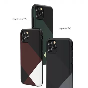 Kaitsev telefonikott Devia Simple stiilis ruudustik iPhone 11 Pro jaoks, punane