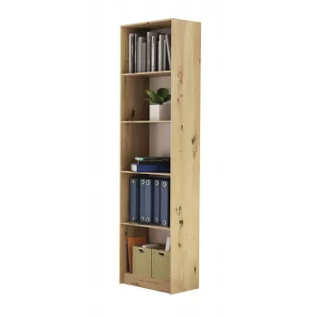 Kontori raamaturiiul top e shop R50 ARTISAN — tammeviimistlus, 5 riiulit, puitlaastplaadist karkass