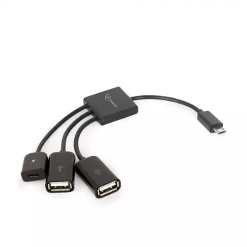 USB OTG kaabel Micro BM -> 2xUSB-AF + BF Micro 13cm