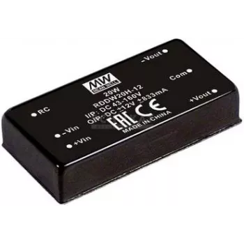 Toiteadapter/muundur Mean Well RDDW20G-05 — 20 W, sisend 18–75 V, väljund 5 V, RoHS