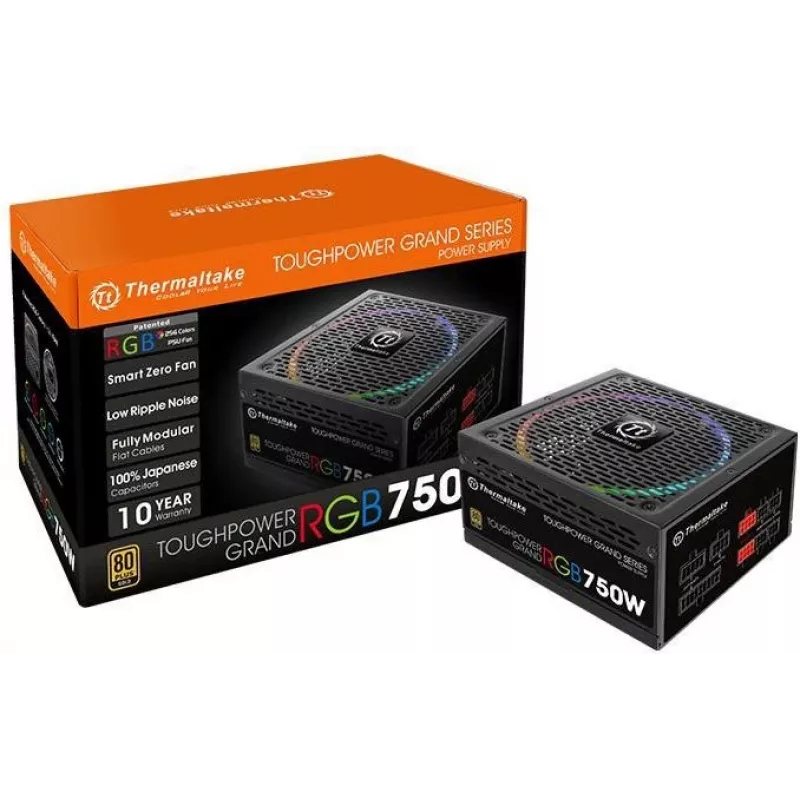 Thermaltake ToughPower Grand RGB 750W Gold - Toiteplokk (sisemine) - ATX12V 2.4/ EPS12V 2.92 - 80 PLUS Gold - AC 100-240 V - 750 W - Active PFC -