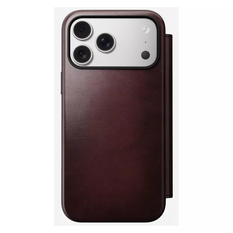 Mobiiltelefoni ümbris Nomad Modern Leather Folio iPhone 17 Pro Max jaoks — nahk, TPU, PC, alumiinium, Burgundia, 16 cm (6,3 tolli)