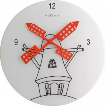 NeXtime klok 8807 Windmil, Ø30 cm, seinakell, valge/must/punane