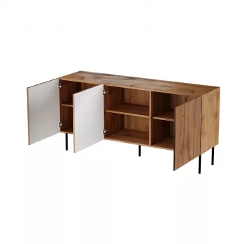 Kummut cama meble JUNGLE 152x40.5x74.5 cm — tamm wotan, mustad jalad, puitlaastplaat