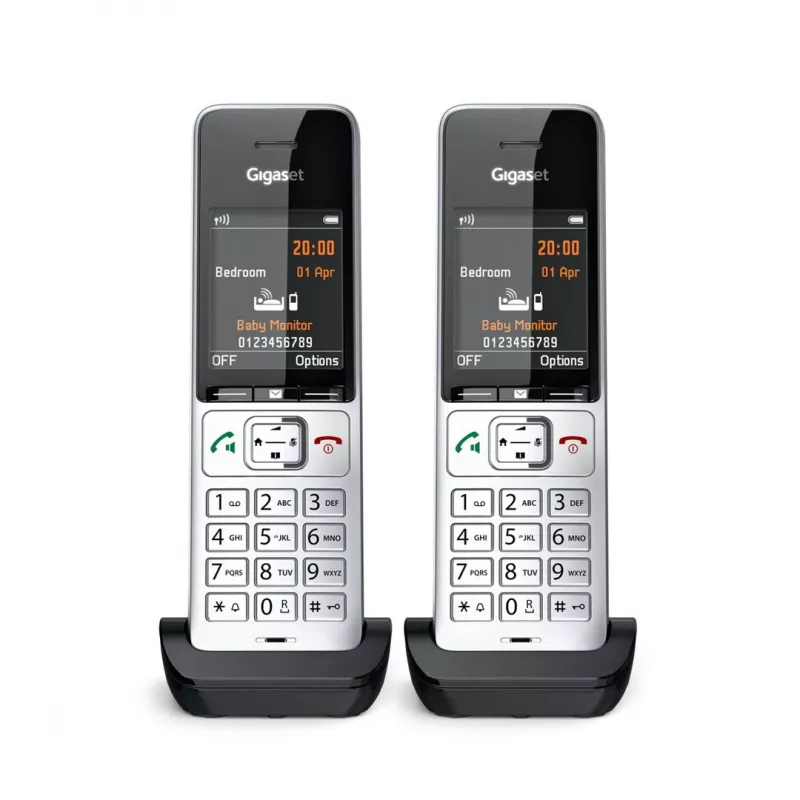Gigaset COMFORT 500HX duo Analoog/DECT telefon Kõne tuvastus Must, Hõbedane