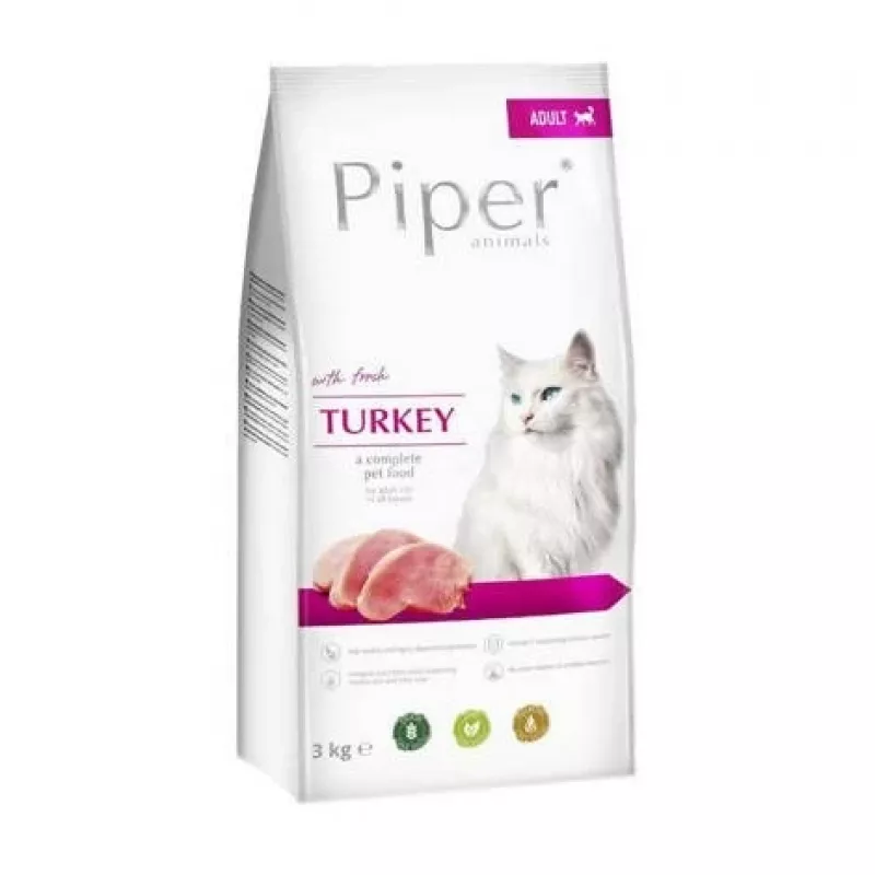 Kuiv kassitoit Dolina Noteci Piper kalkuniga, täiskasvanud, 3 kg, 35% valku, 15% rasva, gluteeni- ja sojavaba