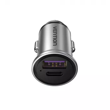 Vention kahe pordiga USB A+A (30+30) auto laadija hall ministiilis alumiiniumisulamist