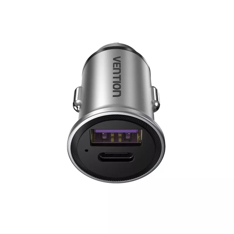 Vention kahe pordiga USB A+A (30+30) auto laadija hall ministiilis alumiiniumisulamist