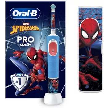 Oral-B Vitality PRO Kids Spiderman | Elektriline hambahari koos reisikotiga | Laetav | Lastele | Sinine | Kaasasolevate harjapeade arv 1 | Hambapesurežiimide arv