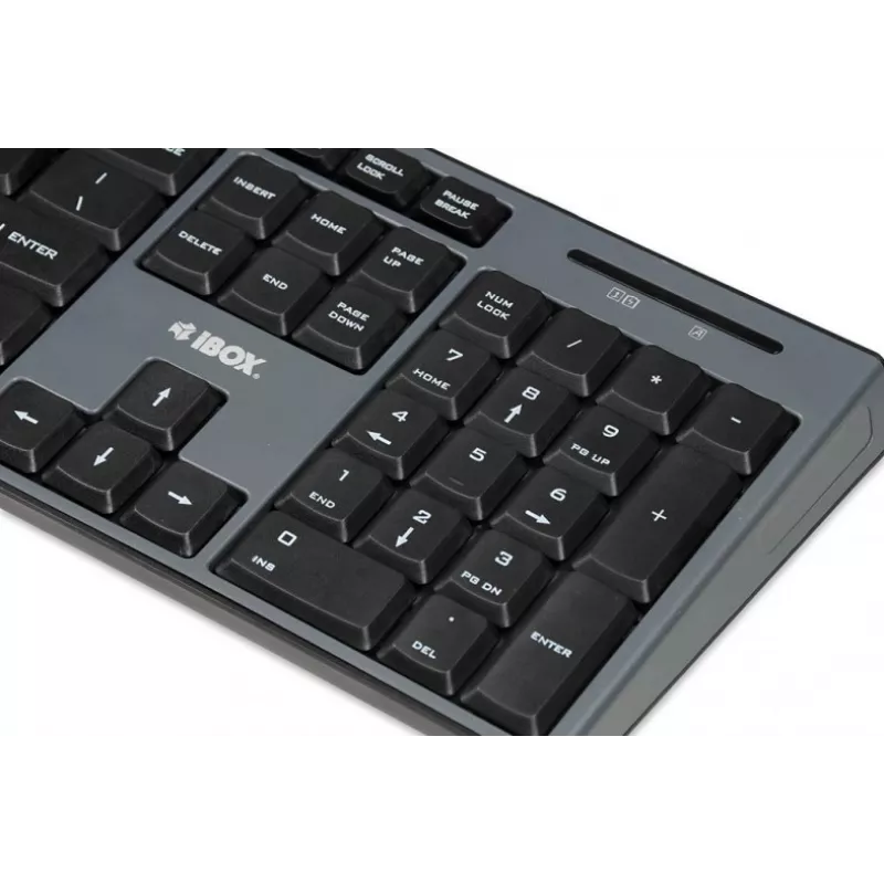 IBOX Desktop Kit Pro juhtmevaba klaviatuur ja hiir, QWERTY täissuuruses 104 klahvi, 2,4 GHz, 1200 DPI, must