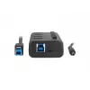 USB-jaotur NATEC MANTIS USB 2.0 Type-B — 4x USB 3.2 Gen 1 Type-A porti, must, 0,8 m kaabel, vahelduvvooluadapter, toitelüliti