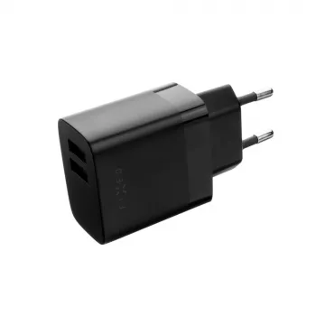 Fixed kahe USB-ga reisilaadija FIXC17N-2U-BK, 17W, kaasaskantav USB toiteadapter, must
