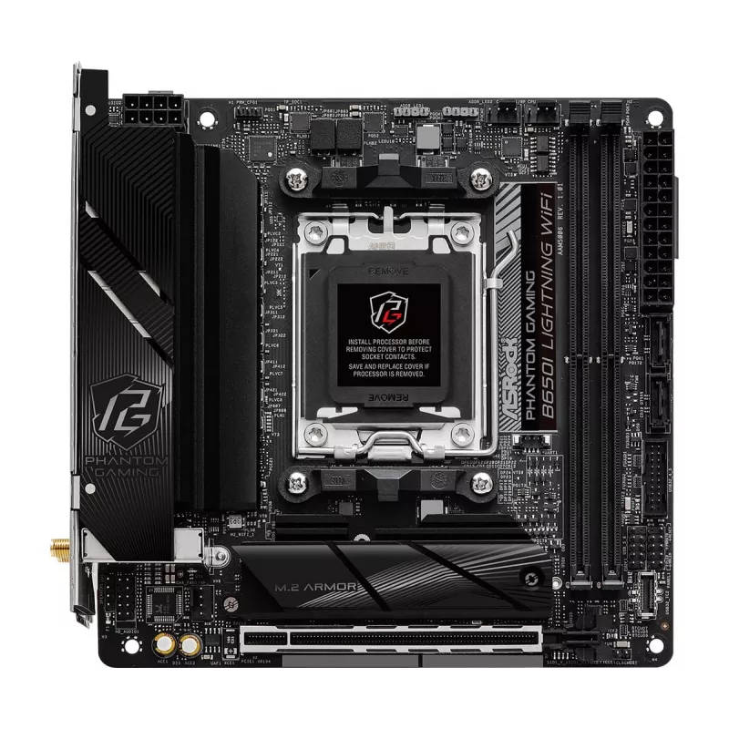 Mini-ITX emaplaat ASRock B650I Lightning WiFi — AMD B650, Socket AM5, DDR5, 2 DIMM (max 96 GB), Wi‑Fi 6E, 2.5Gb LAN