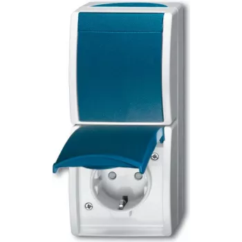 BUSCH JAEGER 2601/6/20 EBW-53 - Tüüp F - 2P+E - Sinine - Valge - IP44 - 250 V - 16 A