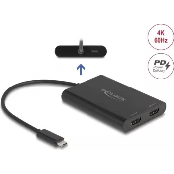 USB USB-C – 2× HDMI 4K 60 Hz adapter Delock 64309 (DisplayLink)