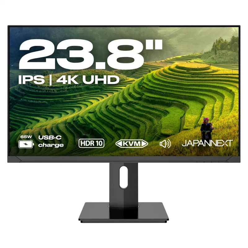 JAPANNEXT 4K UHD monitor 60,45cm (23,8) 3840x2160 pikslit, IPS paneel, 8 ms, 60 Hz, AMD FreeSync, HDMI, DisplayPort (JN-IPS2380UHDR-C65W-HSP)