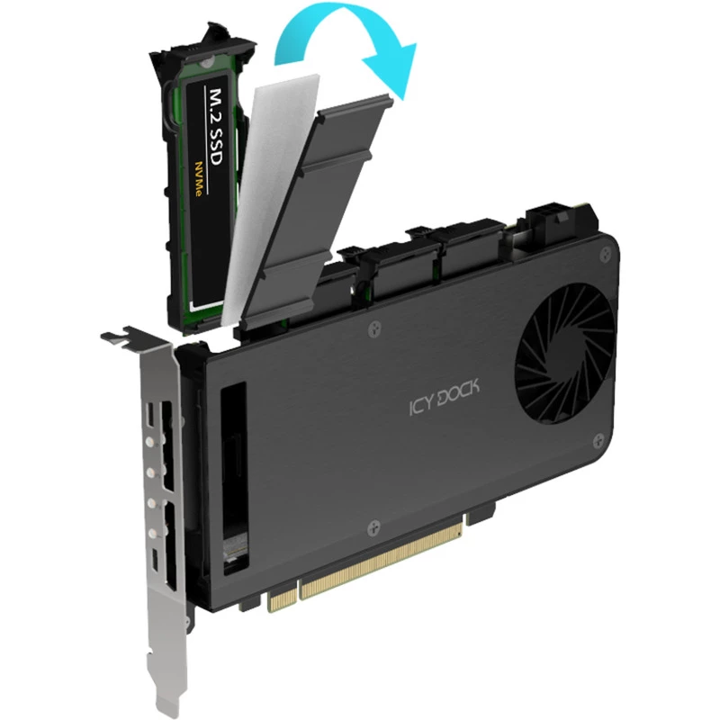 Adapterkaart 4 x M.2 NVMe SSD mobiilne riiul, icy dock MB204MP-B