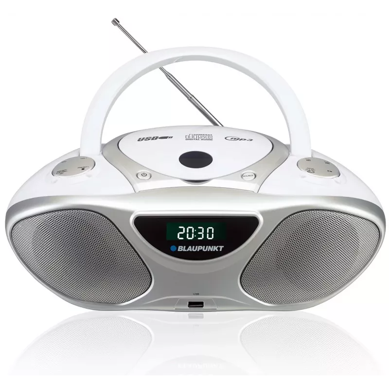 CD-salvesti BLAUPUNKT BB14WH — CD-salvesti MP3-esitusega, USB, LCD, kell, 2x1 W kõlarid, hõbe/valge