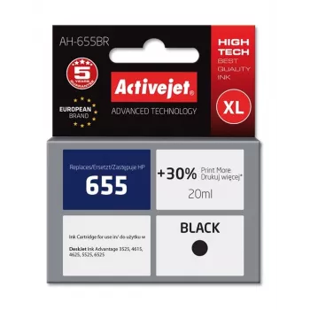 Activejet AH-655BR tint (asendus HP 655 CZ109AE; Premium; 20 ml; must)