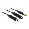 DeLOCK 65575 helikaabel 0,25 m 3,5 mm pistik 2 x 3,5 mm pesa must
