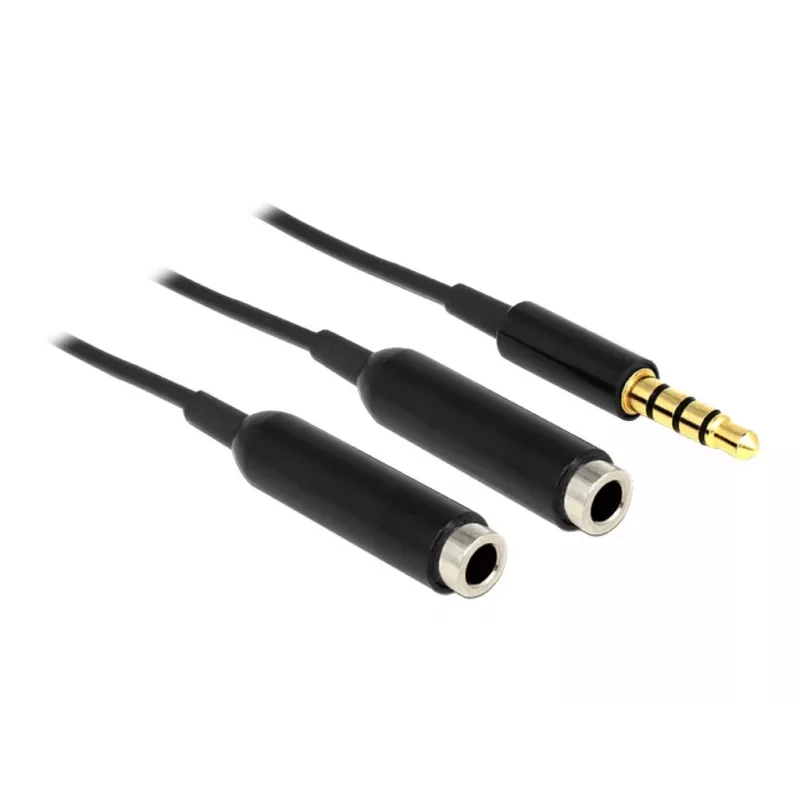 DeLOCK 65575 helikaabel 0,25 m 3,5 mm pistik 2 x 3,5 mm pesa must