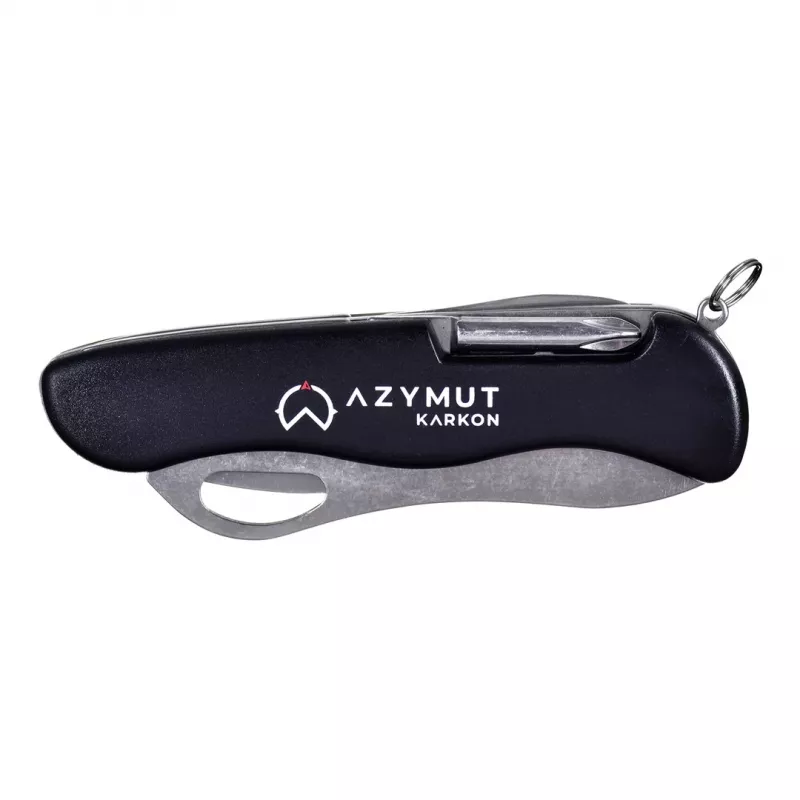 Taskunuga AZYMUT HK20018 — täissuuruses mitmeotstarbeline tööriist, 9 tööriista, 420J2/3CR13 roostevaba teras, kokkupanduna 11 cm, 146 g, nahkümbris, võtmerõngas