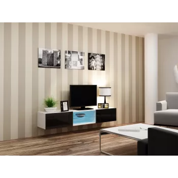 Cama TV-alus VIGO GLASS 30/180/40 valge/must läikiv
