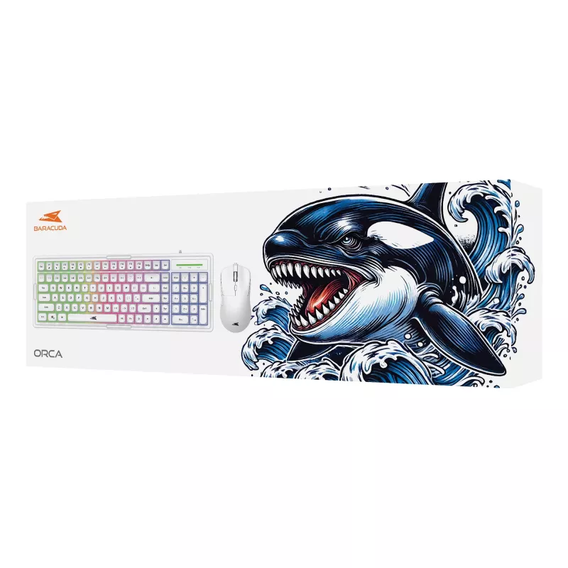 Klaviatuuri ja hiire komplekt Baracuda BGC-012 Orca Valge — valge klaviatuuri ja hiire komplekt