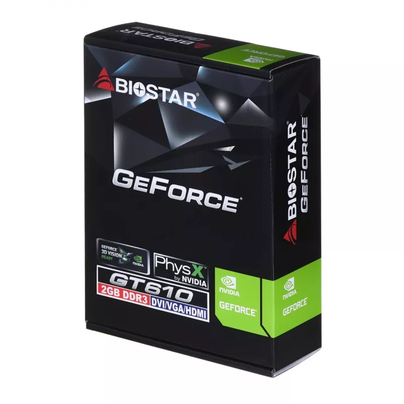Videokaart BIOSTAR GeForce GT 610 — 2 GB GDDR3, 64-bit, PCIe x16, 700 MHz