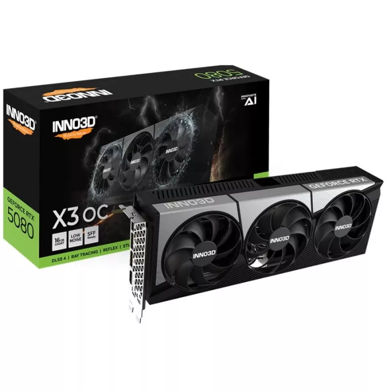 Videokaart Inno3D GeForce RTX 5080 16 GB GDDR7, PCIe 5.0, 256-bit, 300×120×50 mm