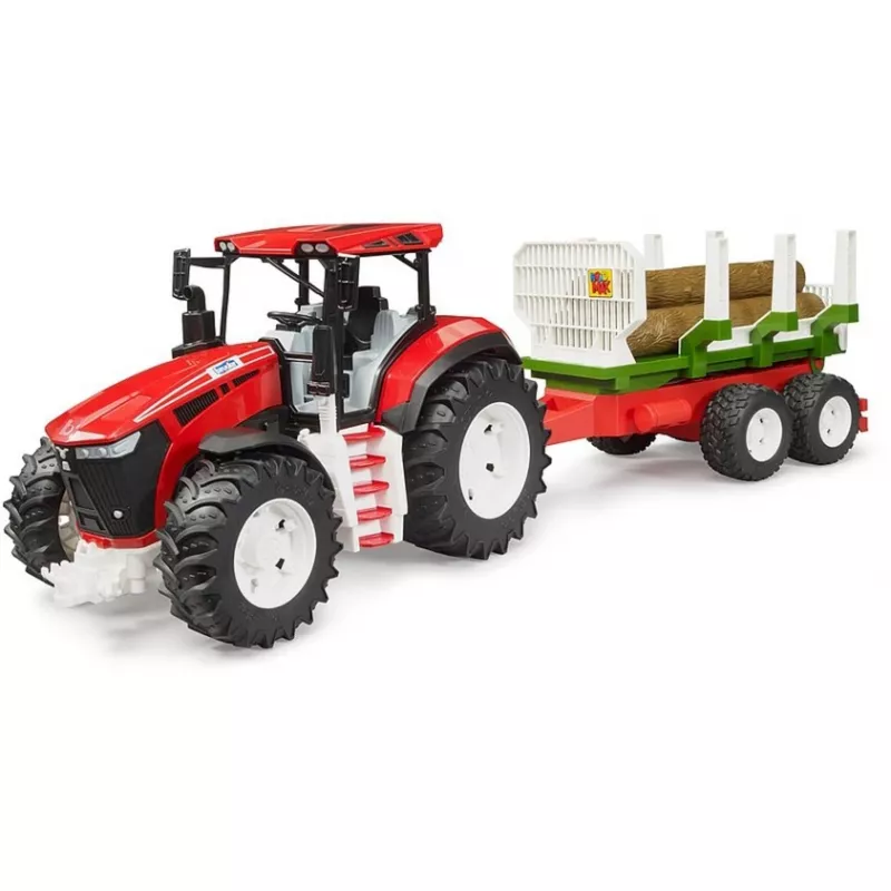 BRUDER puidutraktor koos haagisega BR-03453 – mehaaniline mänguasi, ühildub Bruderi figuuridega