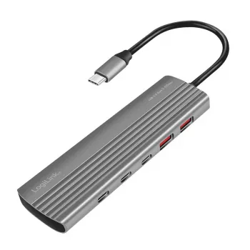 LogiLink USB 3.2 Gen2 jaotur 4+1 pordiga 2x USB-A 2x USB-C PD 100W alumiinium