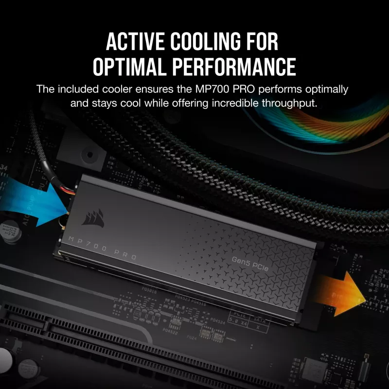 CORSAIR MP700 PRO - SSD - 1TB - sisemine - M.2 2280 - PCI Express 5,0 x4 (NVMe) - 256-bitine AES (CSSD-F1000GBMP700PRO)