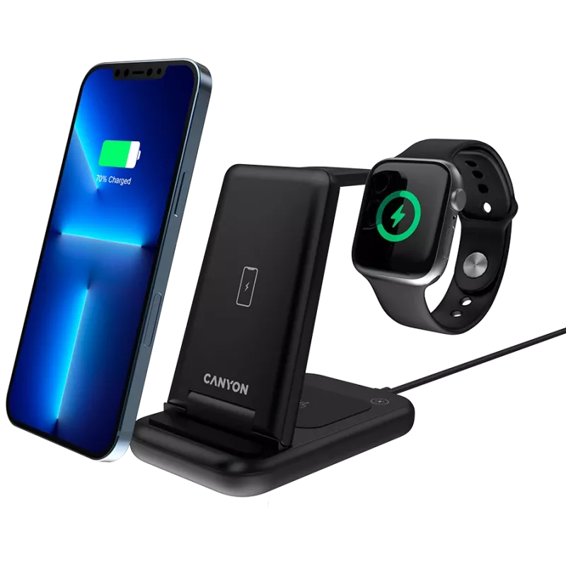 CANYON juhtmevaba laadija WS-304 15W 3in1 Must