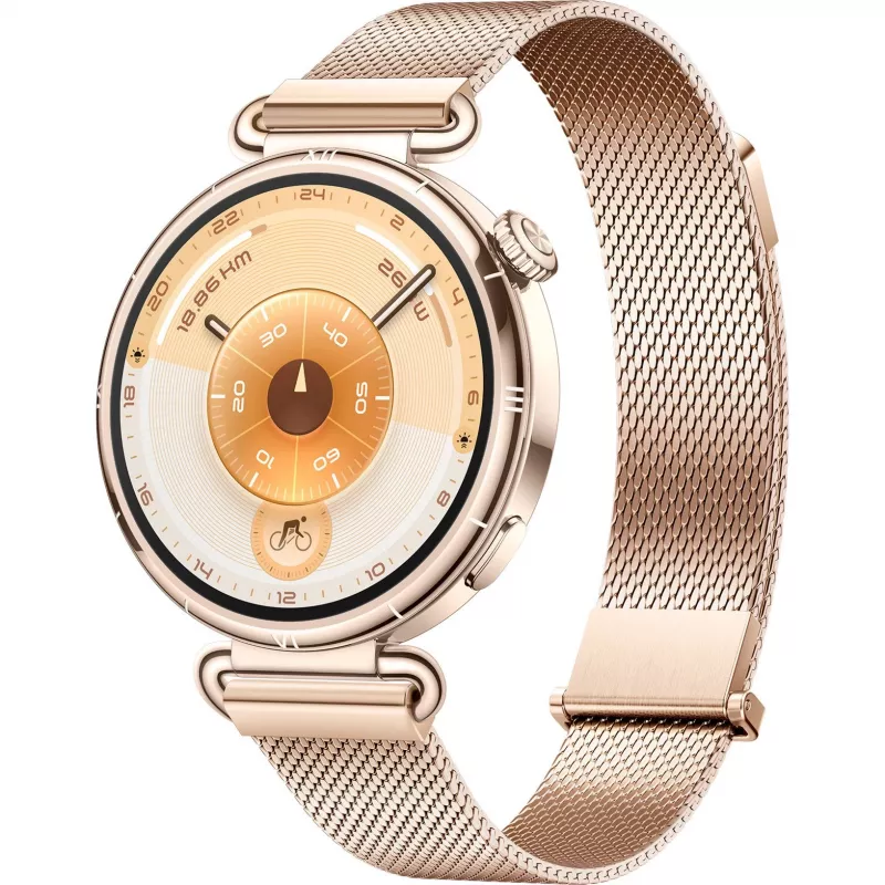 Nutikell HUAWEI WATCH GT6 1,32-tolline AMOLED, 41 mm, roostevaba teras, kuldne, Milano võrgust rihm, IP69, 14-päevane aku