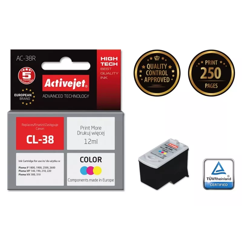 Activejet AC-38R tint (asendus Canon CL-38; Premium; 12 ml; värviline)