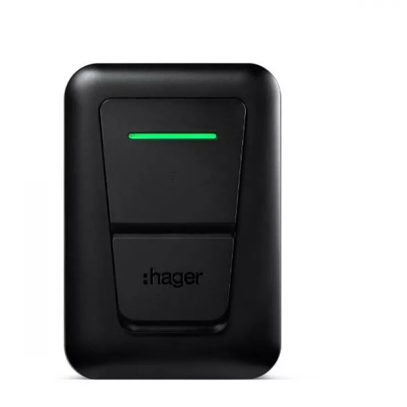Seinale paigaldatav elektrisõiduki laadimisjaam Hager witty one 11 kW 3-faasiline koos Type 2 pistikupesaga, RFID, Bluetooth, 4,5 m kaabel, IP55, IK10