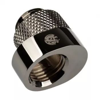 Adapter BitsPower X-Cross G1/4 inch isane G1/4 inch emasele, 5 mm nihe, läikiv must