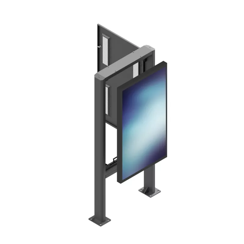 Reklaamekraani korpus Edbak POK101 terasest must portree 862x200x1981mm