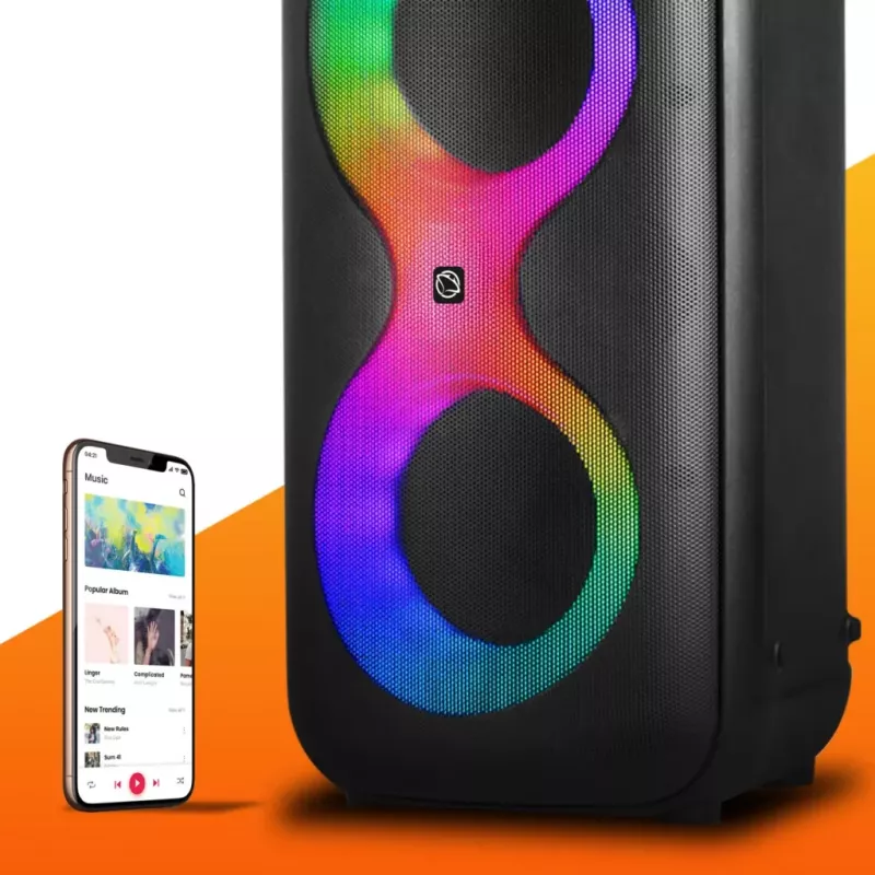 Kaasaskantav muusikakeskus MANTA SPK0401B100 Bluetooth-kõlar, 100 W tippvõimsus, FM-raadio, karaoke, sisseehitatud aku, X-BASS