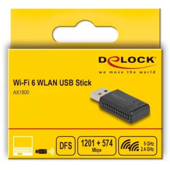 DeLOCK Wi-Fi 6 kaheribalise WLAN USB-pulk AX1800 1201 + 574 Mbit/s