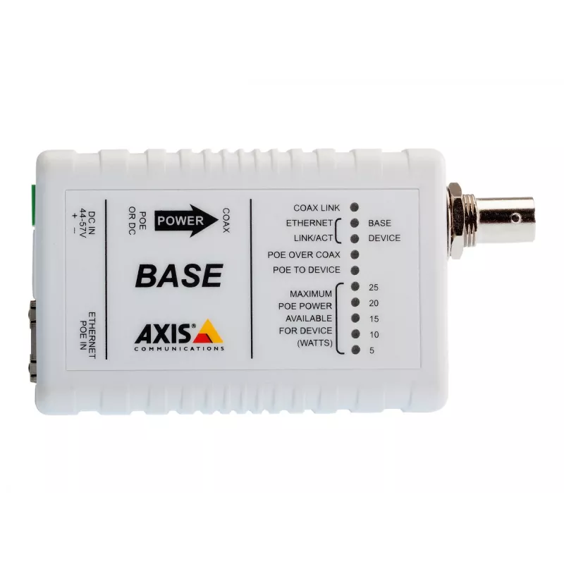 AXIS T8640 Ethernet Over Coax Adaptor PoE+ - Meediumikonverter - Ethernet, Fast Ethernet - 10Base-T, 100Base-TX - RJ-45 / BNC (2 tk komplekt) - AXIS P1346, P1346-E, P5534, P5534- jaoks