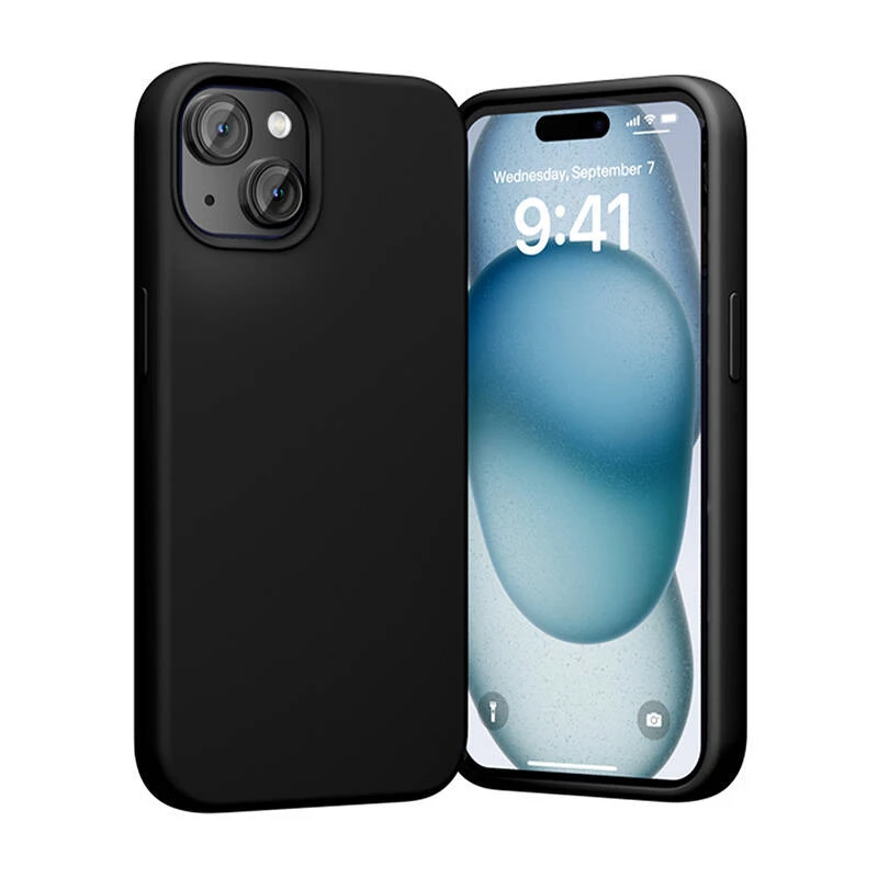 Silikoonümbrise Vention KUFB0-20 iPhone 15 Plus jaoks — must, õhuke kaitsev kate