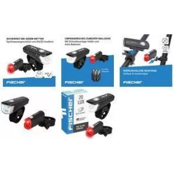 Jalgrattatulede komplekt FISCHER FAHRRAD LED patareitoitega must 50760