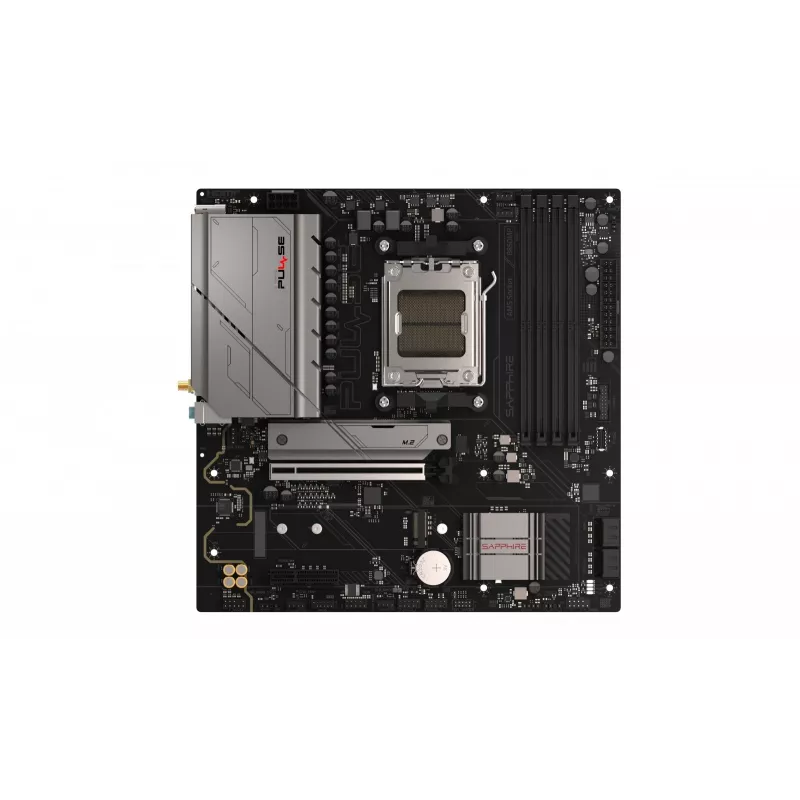 Emaplaat Sapphire PULSE B850M WIFI — AMD B850 micro ATX, Socket AM5, DDR5 kuni 7600 MHz, 4 DIMM, 192 GB, Wi‑Fi 6, 2.5GbE