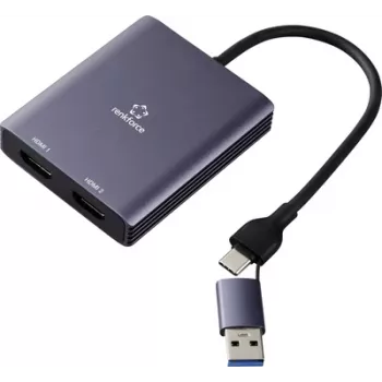 Renkforce RF-6418198 USB-C HDMI Adapter[1x USB-A - 2x] Hall 4K UHD 15 (RF-6418198)