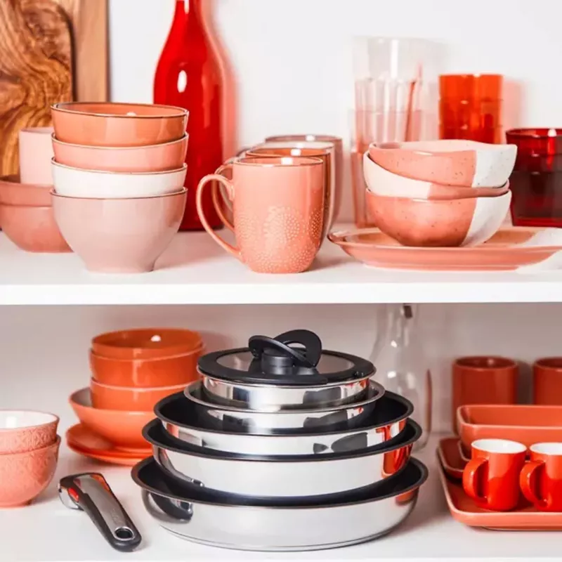 Potikomplekt Tefal Ingenio Emotion L897SB74 — 11-osaline virnastatav mittenakkuv roostevaba teras, ahjukindel, Thermo-Spot