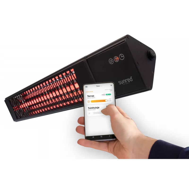 Infrapuna küttekeha SUNRED PRO25W-SMART, seinale paigaldatav kolmnurkne tume, 2500 W, must, IP55
